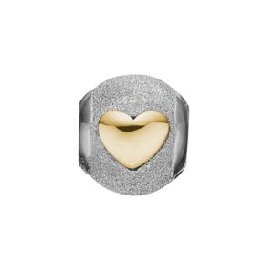 Christina Charm til læderarmbånd Be Mine Forever i sølv med lille guldfarvet hjerte