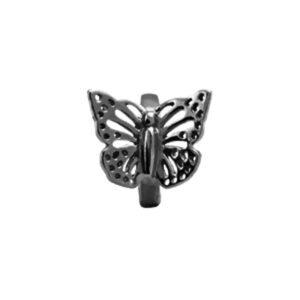 Christina Charm til læderarmbånd Butterflyi sort sølv