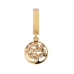 Christina Charm til læderarmbånd Tree of Life - livet træ i forgyldt