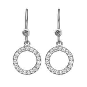 Christina Jewelry Hanging Topaz Circle ørehænger i sølv med topas