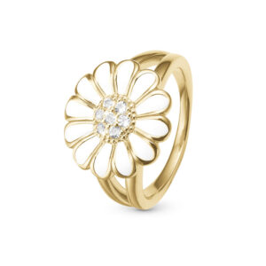 Christina Jewelry Topaz Big White Marguerite forgyldt ring, hvid