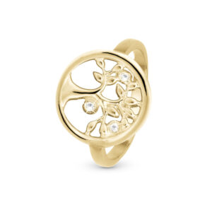 Christina Jewelry Tree of Life ring i forgyldt med 3 topaser