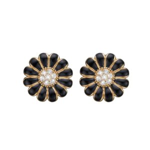 Christina Jewelry topaz marguerites ørestikker i forgyldt/sort med topas Ø8 mm