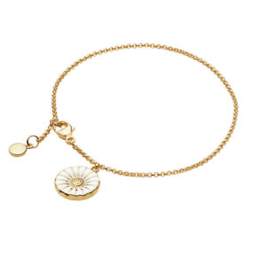 Georg Jensen Daisy Marguerit armbånd i forgyldt med hvid emalje