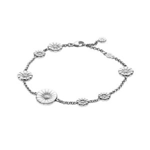 Georg Jensen Daisy Marguerit armbånd, sølv med hvid emalje