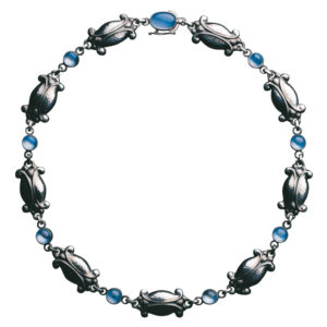 Georg Jensen Moonlight Blossom collier 15, sølv med blå månesten