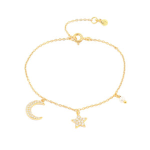 HULTQUIST Cosmo forgyldt armbånd med hvide zirkoner