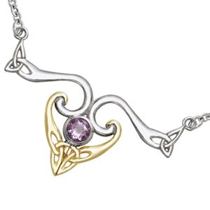 Halskæde med Triquetra - Treenighedssymbolet og Ametyst