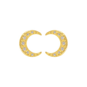 Hultquist Blue Half Moon forgyldte måne ørestikker med zirkoner