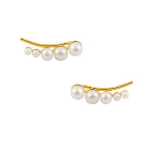 Hultquist Croissant forgyldte øreringe med hvide perler