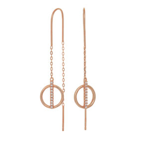 JOANLI Deedee ørehænger i rosaforgyldt med cirkel og kæde