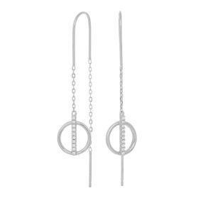 JOANLI Deedee ørehænger i sølv med cirkel og kæde