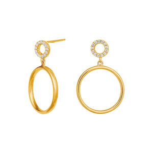 JOANLI Donna ørehængere i forgyldt med lille og stor cirkel