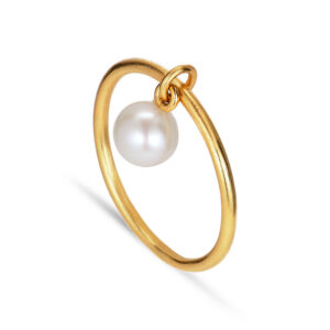 Jane Kønig ROW PEARL ring, forgyldt
