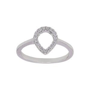 Joanli Alaine sølv ring med dråbeformet top med cubic zirkoner