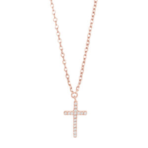 Joanli AlaineNor rosaforgyldt halskæde med kors, 42+3 cm kæde
