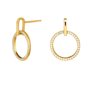 Joanli AnnaNor cirkel ørestikker i forgyldt med zirkoner