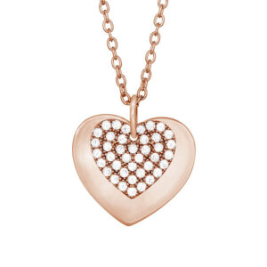 Joanli DiaNor halskæde i rosaforgyldt med to hjerter