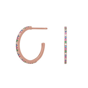 Joanli EzraNor øreringe Ø18 mm i rosaforgyldt med farvede cubic zirkoner