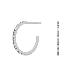 Joanli EzraNor øreringe Ø18 mm i sølv med farvede cubic zirkoner