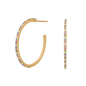 Joanli EzraNor øreringe Ø28 mm i forgyldt med farvede cubic zirkoner