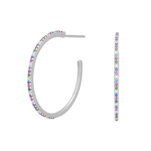 Joanli EzraNor øreringe Ø28 mm i sølv med farvede cubic zirkoner