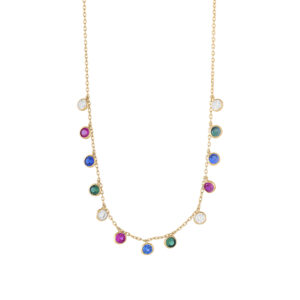 Joanli FannyNor halskæde i forgyldt med farvede cubic zirkoner
