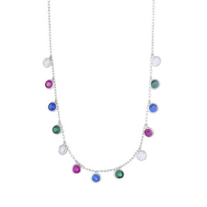 Joanli FannyNor halskæde i sølv med farvede cubic zirkoner