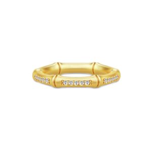 Julie Sandlau Bamboo ring i forgyldt med cubic zirkonia