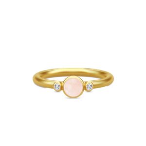 Julie Sandlau Little Prime ring i forgyldt med rosa krystal og cz