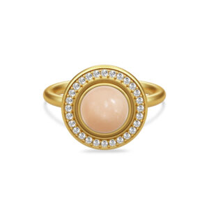 Julie Sandlau Luna ring forgyldt med rosa månesten