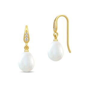 Julie Sandlau Ocean ørehænger i forgyldt med hvid perle