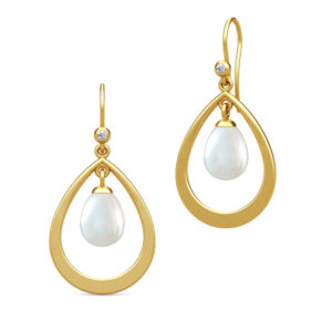 Julie Sandlau Perla ørehænger i forgyldt med hvide perler