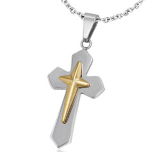 Kors Vedhæng i stål - 45mm - u/kæde