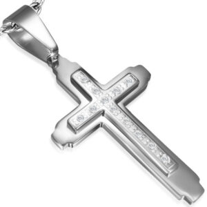 Kors Vedhæng i stål - 70mm - u/kæde