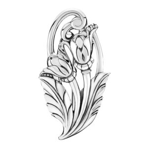 Lund Copenhagen Broche med blomster i oxyderet sølv