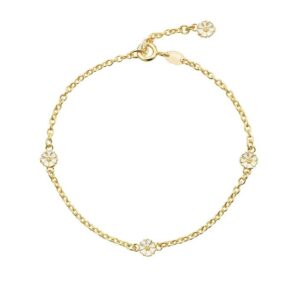 Lund Copenhagen Marguerit Armbånd i forgyldt med hvid emalje