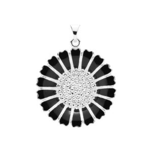 Lund Copenhagen Marguerit Vedhæng - sølv med sort emalje, 25 mm