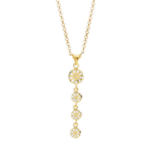 Lund Copenhagen Marguerit halssmykke - forgyldt med 4 hvide margueritter