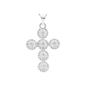Lund Copenhagen Marguerit kors Vedhæng - sølv med hvid emalje 20x15 mm