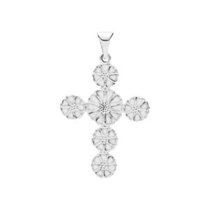 Lund Copenhagen Marguerit kors Vedhæng - sølv med hvid emalje 24x19mm
