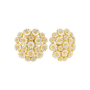 Lund Copenhagen Marguerit øreclips i forgyldt med hvid emalje