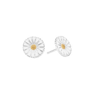 Lund Copenhagen Marguerit ørestikker i sølv med hvid emalje 11 mm