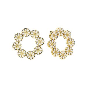 Lund Copenhagen cirkel marguerit ørestikker forgyldt med hvid emalje