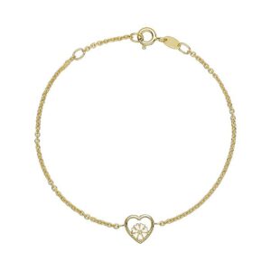 Lund Copenhagen marguerit hjerte armbånd i forgyldt med hvid emalje