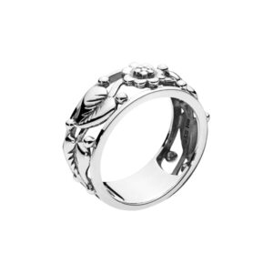Lund Copenhagen sølv ring med blomst og blade
