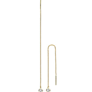 Lund Disko ørekæde i 8 kt guld med zirkonia