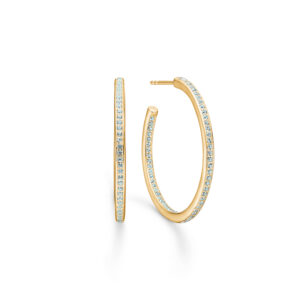 Mads Z Precious Peak øreringe i forgyldt med blå zirkoner, Ø28 mm