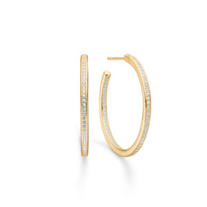 Mads Z Precious Peak øreringe i forgyldt med klare zirkoner, Ø28 mm