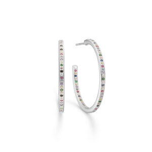 Mads Z Precious Peak øreringe i sølv med rainbow zirkoner, Ø28 mm